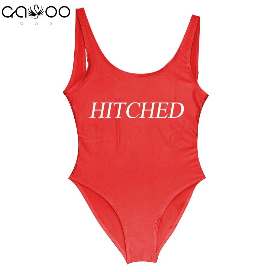 HITCHED Funny Letter 2018 Female One Piece Swimsuits sobretudo feminino