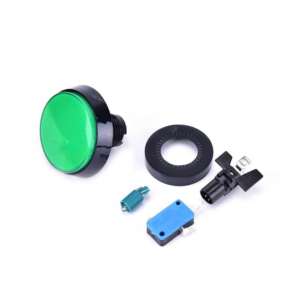 Светодиодный светильник большой круглый аркадный Видео игровой плеер кнопочный переключатель продвижение 5 цветов 1 шт. 60 мм - Цвет: Зеленый