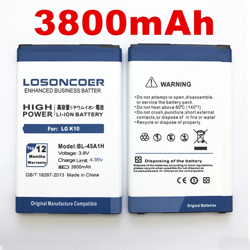 

100% Original LOSONCOER 4100mAh BL-45A1H High Quality Battery for LG K10 F670L F670K F670S BL-45A1H BL45A1H K430N Battery