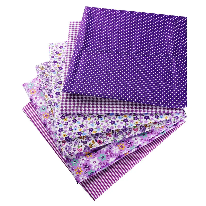 Фиолетовый 50X50 см хлопок цветы Полосатый плед ткань в горошек для куклы лоскутное шитье одежды рукоделие Декор 53129