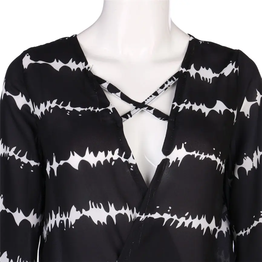 Весенняя женская Свободная рубашка с длинными рукавами полосатые топы, перекрывающиеся шифоновые Повседневные Блузки, верхняя одежда S~ XXXL Прямая поставка 823