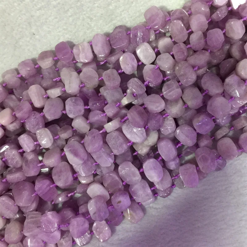 

Natural Genuine Raw Mineral Pink Purple Kunzite Flat Oval Nugget Smooth Side Drilled Loose Beads Fit Jewelry 15" 05532