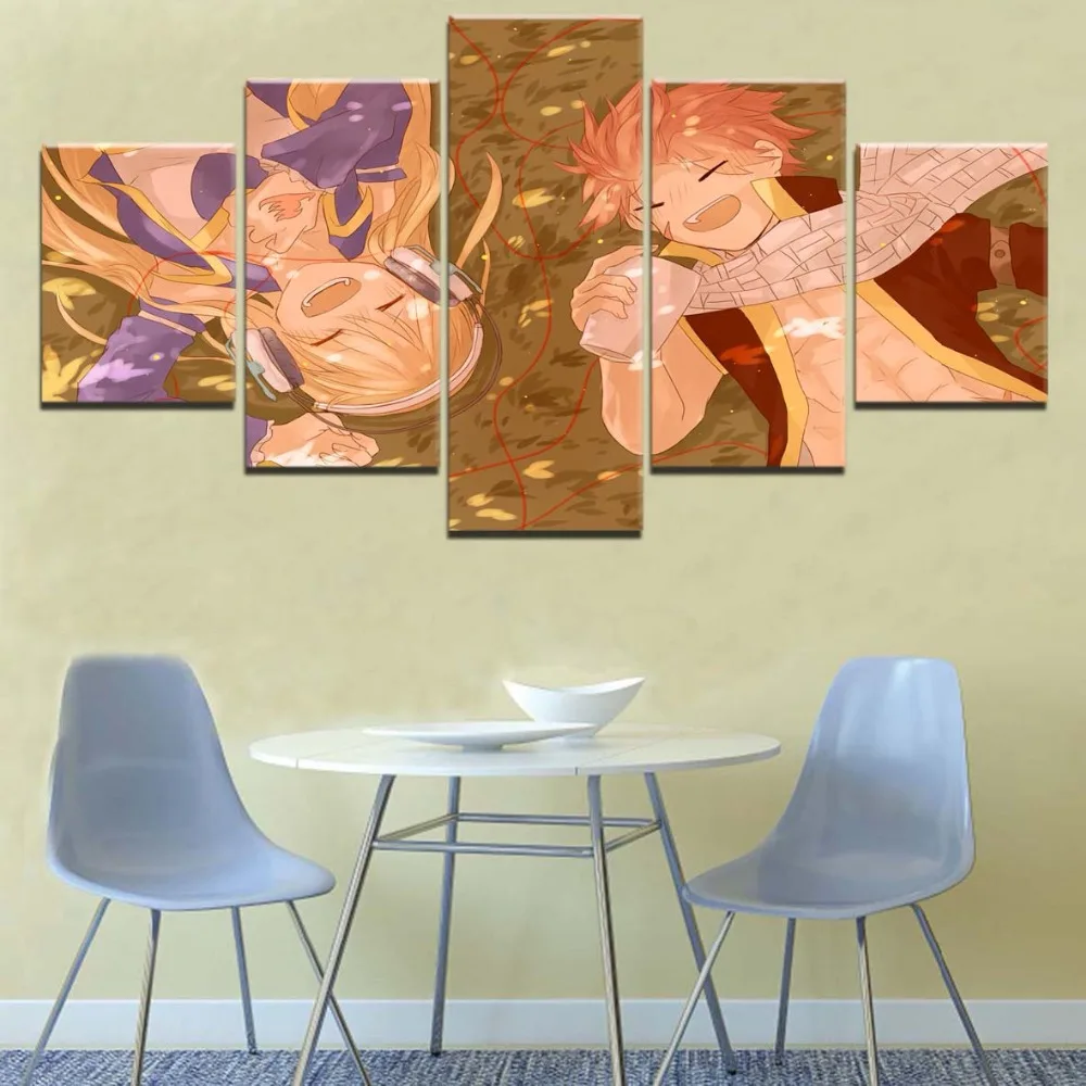 5 панель Lucy Heartfilia NaLu Natsu Dragneel плакат Современный на холсте стены искусства Pciture