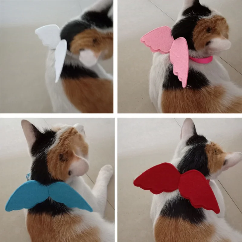 

2019 Wings Pet Collars Cat Collar Small Pet Nylon Adjustable Collar with Cute Angel Wings Decor Pet Supplies