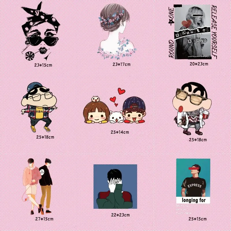 

New Fashion Cartoon girl Iron On Patches Stickers Washable Appliques A-level Heat Transfer For T-shirt DIY Accessory Clothes