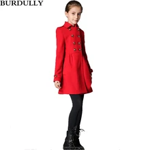 BURBULLY D’hiver Filles manteau Enfants De Laine Vêtements de plein air Enfants Style Long Slim Double Breasted Pardessus Hight Qualité Classique