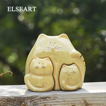 

Rural lovely ceramic lucky cat family home decor crafts room decoration porcelain animal figurine maneki neko wedding decoration