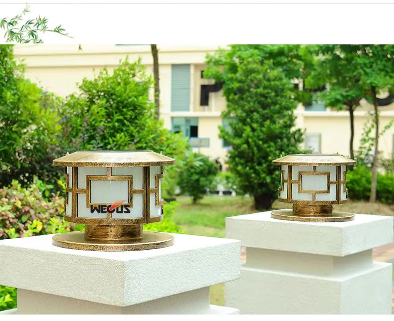 Jardim ao ar Luz à Prova Pilares Solares Circulares Dwaterproof Água Parede Pilar Lâmpada Villa Livre Paisagem Luzes D30x25cm 3 w Led 8 solar pillar lights