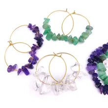 XEEWOOX, новинка, женские цветные серьги-кольца с кристаллами, натуральный камень, ювелирные изделия, большие богемные серьги в стиле бохо, вечерние серьги, подарок для девушек