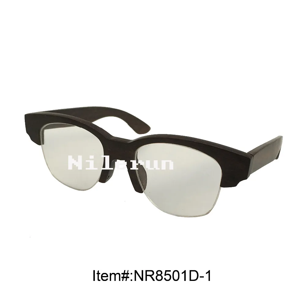 

Ebony wood half frame optical eyewear glasses