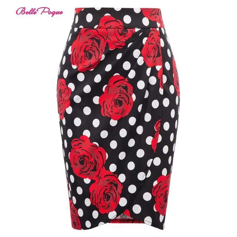 

BP Women Retro Vintage Warp Design Cotton Hips-Wrapped Bodycon Pencil Skirt