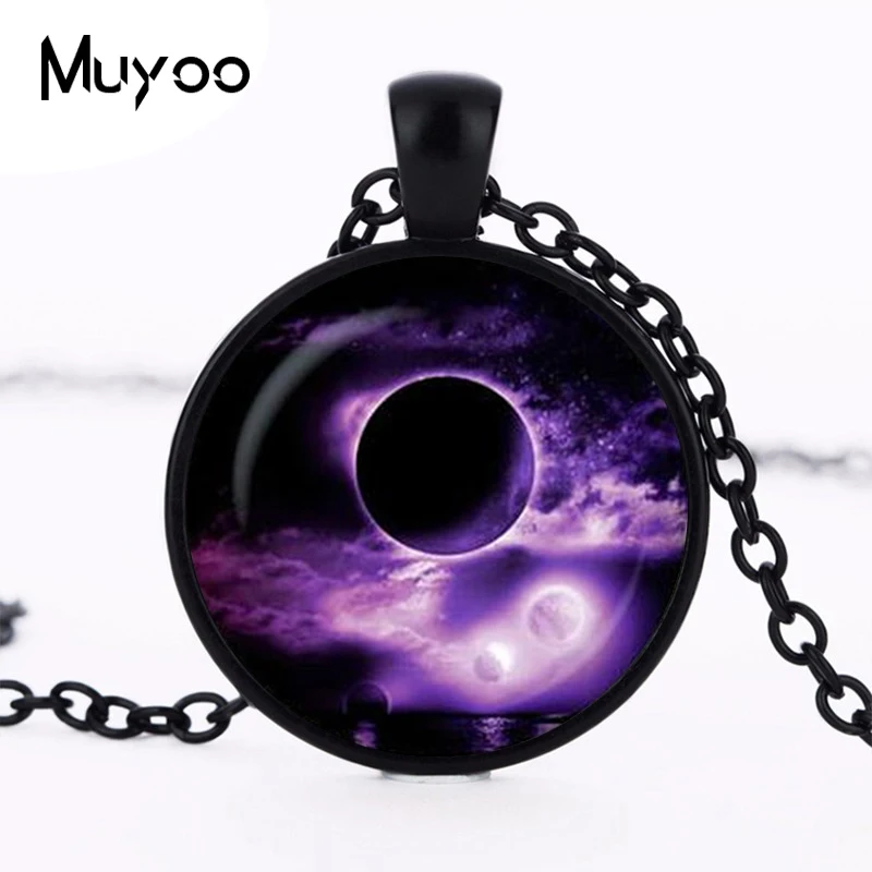 

2017 new hot Purple moon Pendant Full Moon Necklaces Space Moon Pendant Lunar Nebula Pendant Silver Plated Universe Jewelry HZ1