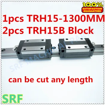 

High quality 15mm Precision Linear Guide Rail 1pcs TRH15 L=1300mm +2pcs TRH15B Square linear block for CNC