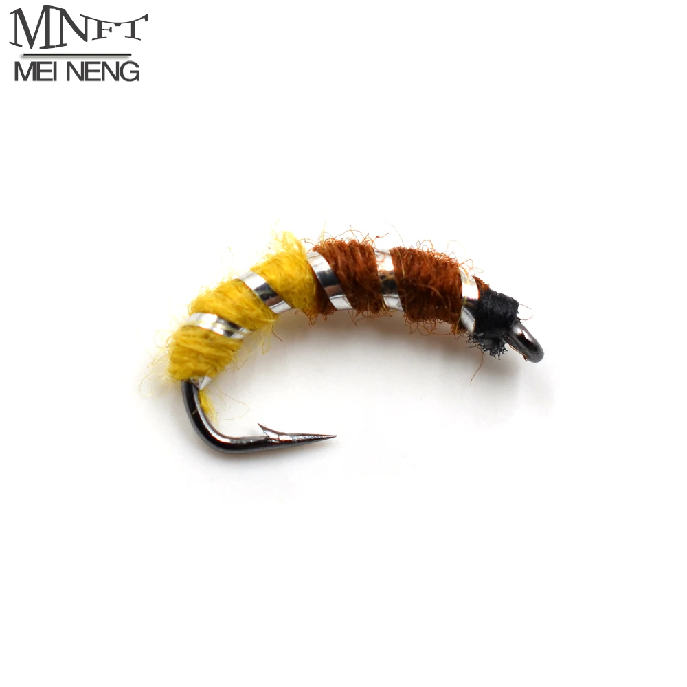 MNFT 10Pcs Caddis Pupa Larva Midge Nymphs Flies Salmon Trout Fly