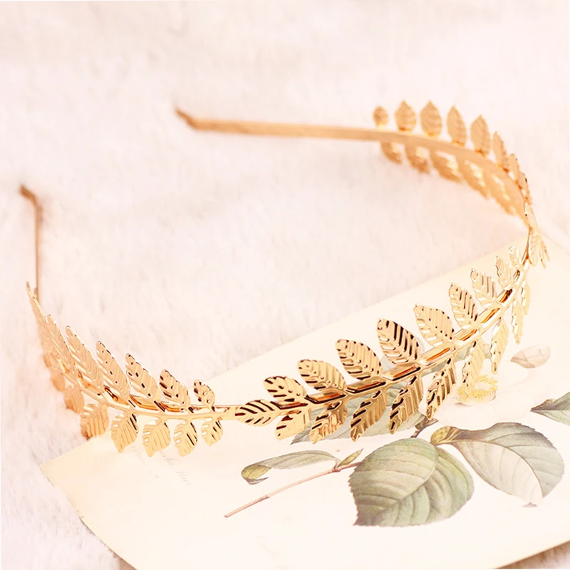 LNRRABC Fashion Women Elegant Baroque Style Metal Leaves Headband Bridal Charm Hair accessories Hairband 3