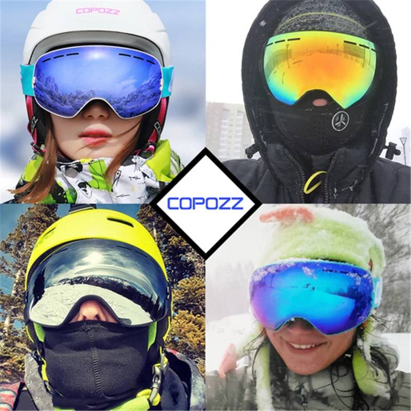 Copozz ماركة 1 * تزلج نظارات مزدوجة الطبقات uv400 كبير قناع تزلج نظارات التزلج الرجال النساء الثلج الجليد نظارات مجانية مجانا!