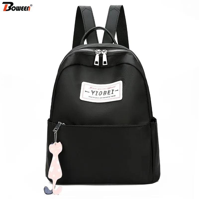 

Oxford women backpack black high quality girs back pack Casual daily back bag female bagpack mochila Cartoon cat pendant 2019