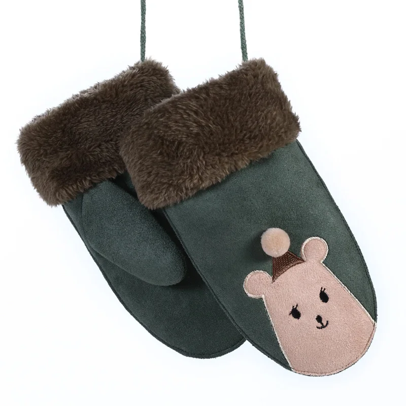 Kids winter gloves Winter Girls Boy Gloves Cute Cartoon Rabbit Thicken Warm Fleece Glove Kids Full Finger Gloves Wrist Mittens Hand 1Pairs