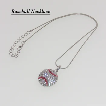 

Free Shipping Sport Pendant With Ball Chain Necklace Baseball Pendant Necklace For Sport