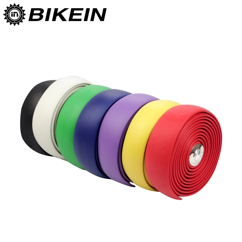 cheap BIKEIN 1 Pair Cycling Road Bicycle Handlebar Tape + 2 Pcs Bar Ends Plugs Bicycle Handlle Tape 200cm Cycling Bike Parts 7 Colors