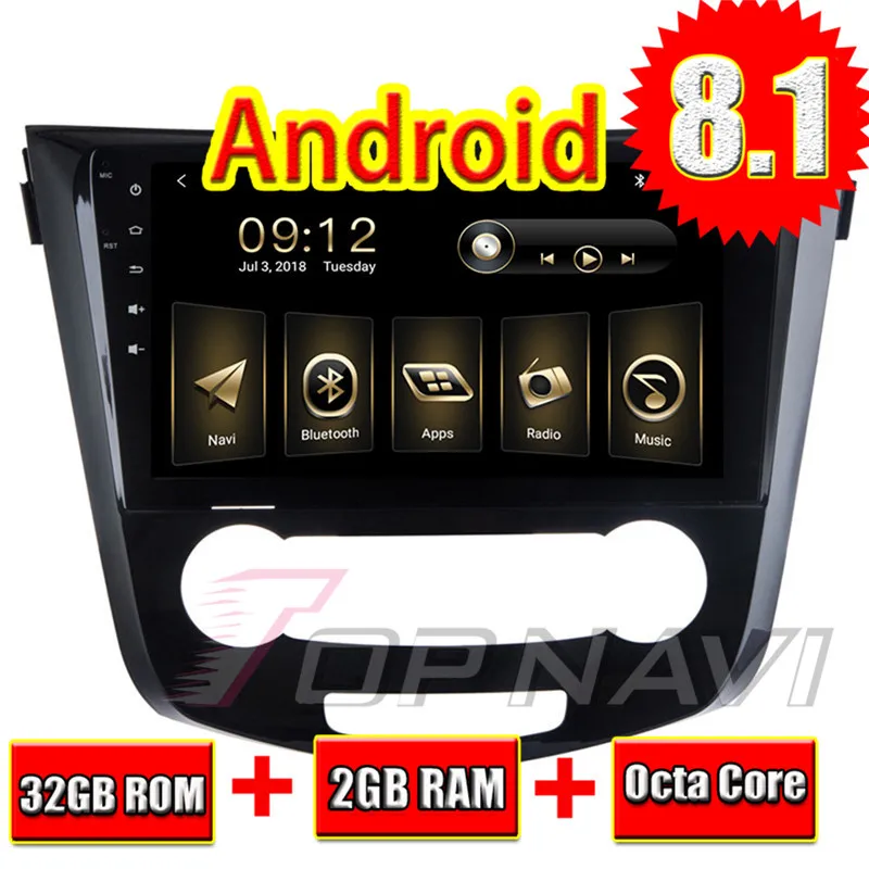 Auto Media for Nissan Qashqai 2016 10.1'' Android 8.1 Topnavi Car GPS Navigation with Optional OBDII DVR Reverse Camera Players |