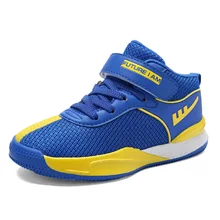 Контрастный цвет дизайн детская Баскетбольная обувь для мальчиков кроссовки для девочек спортивные кроссовки сетчатые дышащие детские кроссовки