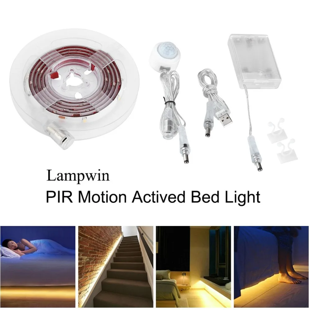 2 Pack Under Bed Motion Sensor Light Kit with 5FT Battery Powered
