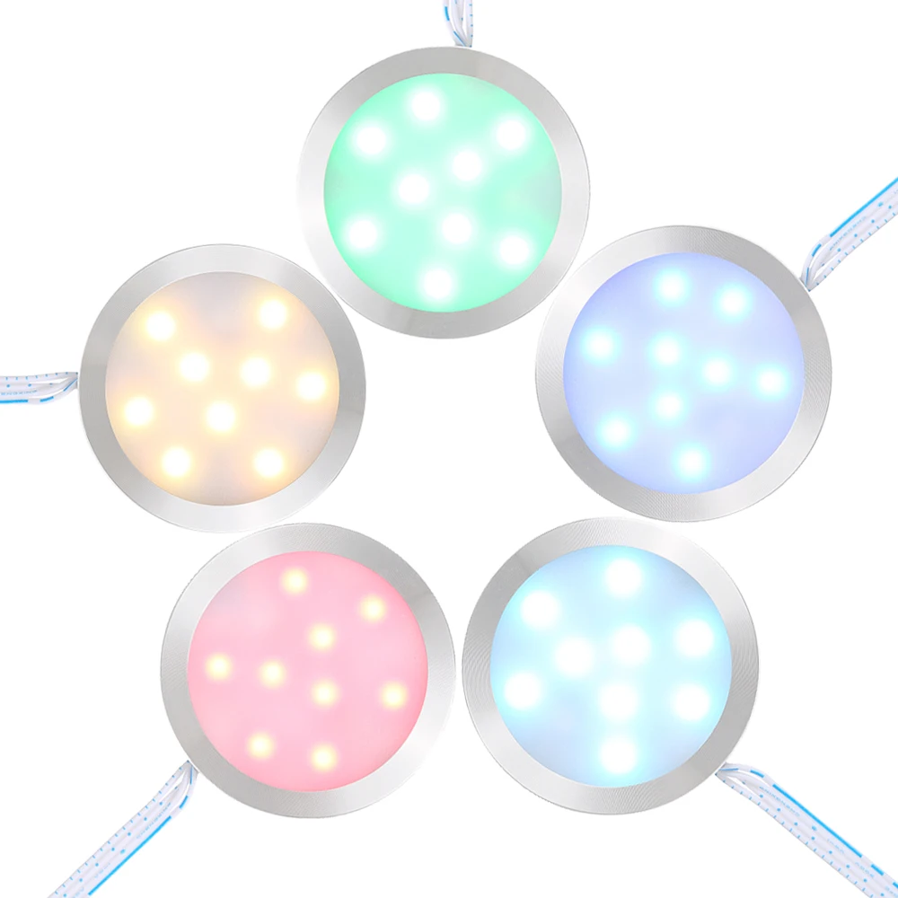  Tomshine LED Light Set of 4 Under Cabinet RGB Light Kit 9LEDs Puck Lamp IR Remote Control Multi-col - 4000004029617