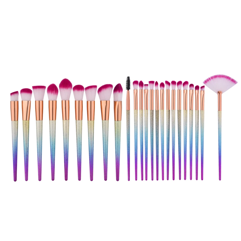 

24pcs Premium Makeup Brushes Set High Quality Soft  Professional Eyeshadow Blush Blending Makeup Brushes Tool Colorful Handle
