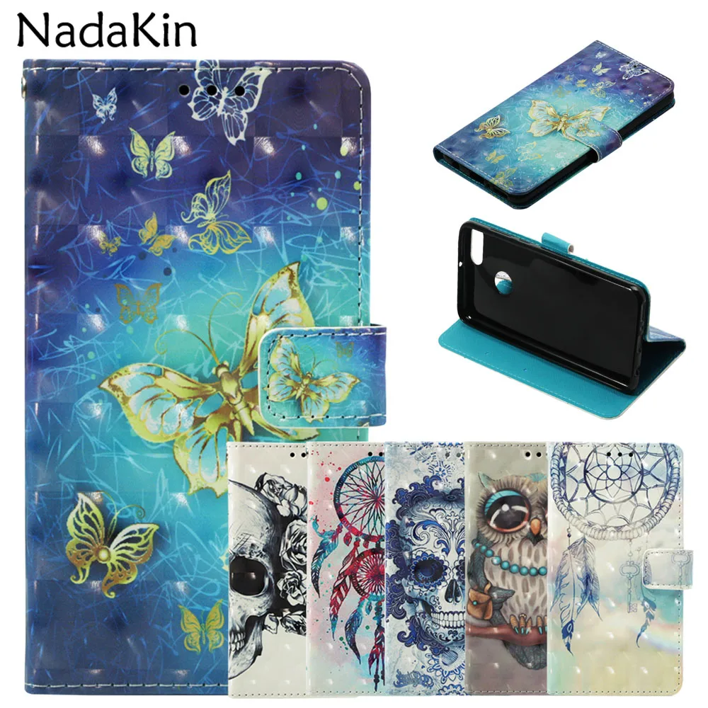 

For Huawei Honor 8X MAX Flip Book Case Leather Wallet Phone Cover Luxury 3D Painted Patterned Card Money Slots Holder Strap