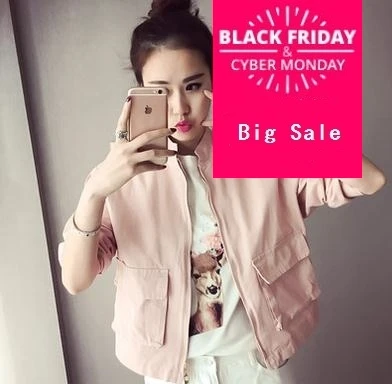 

2019 new jacket women windbreaker harajuku jacket woman long sleeve women coat Short Jacket color Pink white AW501