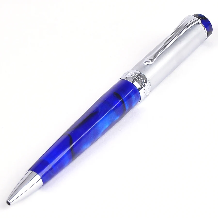 

Stylish Duke Silver Clip Blue Rotating Ballpoint Pen School and Office Stationery Supplies Medium Refill Ball Pens for Student
