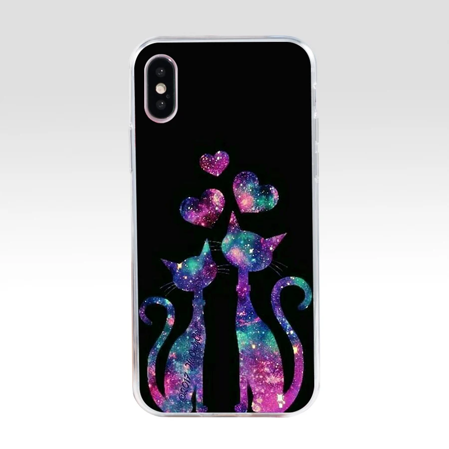 Мягкий силиконовый чехол из ТПУ для iphone 5 5s se X XR XS Max 100WE Cute Cat Kitty Space Meow|Бамперы| |