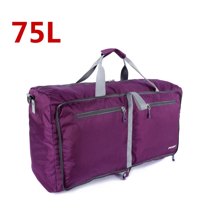 ENKNIGHT 55L 75L объемная дорожная сумка Водонепроницаемый Большой багажный ремень многофункциональный на молнии складной нейлоновый чехол для хранения одежды и обуви - Цвет: 75L-PURPLE