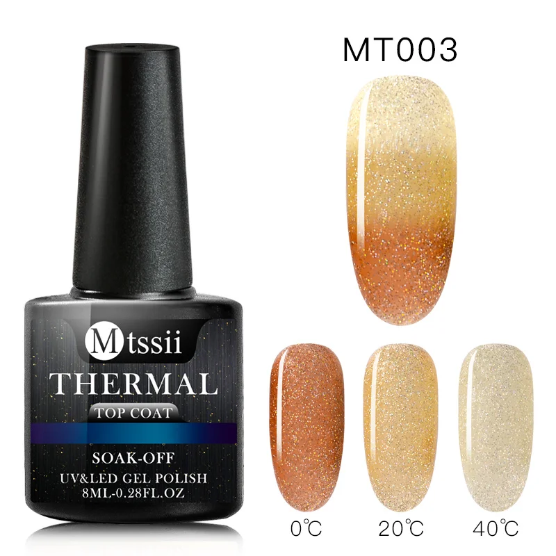 Mtssii 8 мл Температура изменения Цвет верхнее покрытие Термальность лак для ногтей Гель-лак био-Гели Soak Off UV лампа длительного действия хамелеон лак для ногтей Лаки - Цвет: AS03334