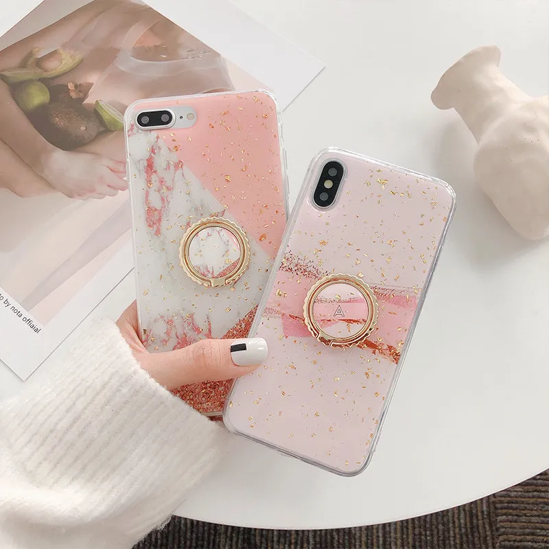 

With Finger Ring Marble Phone Case For iPhone XS MAX XR X TPU Protector Phone Back Cover For 6 6S 7 8 Plus Coque