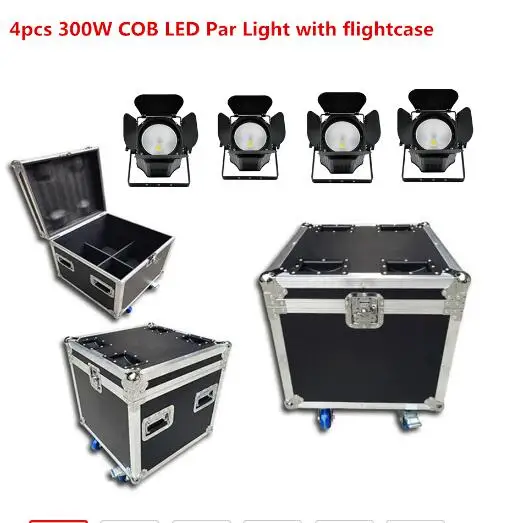 4X300 Вт светодиодный Par свет COB двери сарая с flightcase светодиодный луч мыть стробоскоп эффект сценическое освещение, холодный белый+ теплый белый RGBWA+ UV