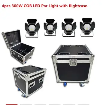 

4X 300W LED Par Light COB Barn Doors with flightcase Led Beam Wash Strobe Effect Stage Lighting,Cold White + Warm White RGBWA+UV