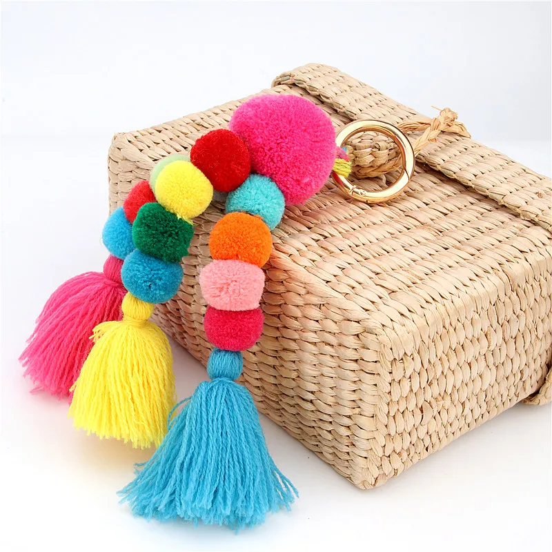 1pc Bohemian Accessories Handmade Keychain Beads Chain Pompom Hand Bag 2 HTB1FJ2VkOMnBKNjSZFzq6A qVXa8