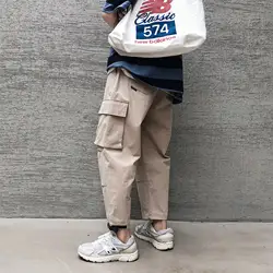 2019 летняя новая Корейская версия мужских однотонных уличных повседневных брюк Harajuku уличная