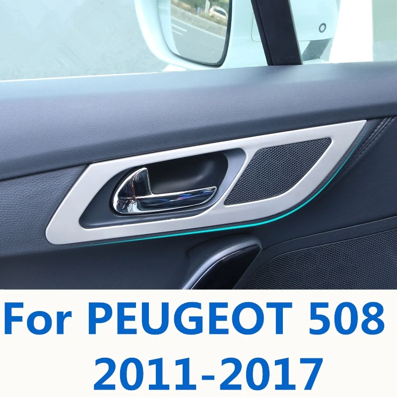 

Inner door handle frame interior modification special inner door bowl handle sequin stickers For PEUGEOT 508 2011-2017