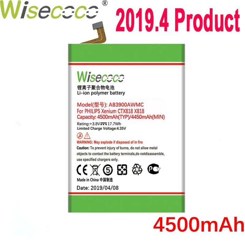 

WISECOCO 4500mAh AB3900AWMC Battery For PHILIPS Xenium CTX818 X818 Mobile Phone In Stock Latest Production+Tracking Number