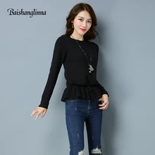 BAISHANGLINNA 2017 winter Women O-Neck Knitted Sweater Female Knitted Pullover Ladies all-match Basic Long Sleeve Shirt Clothing