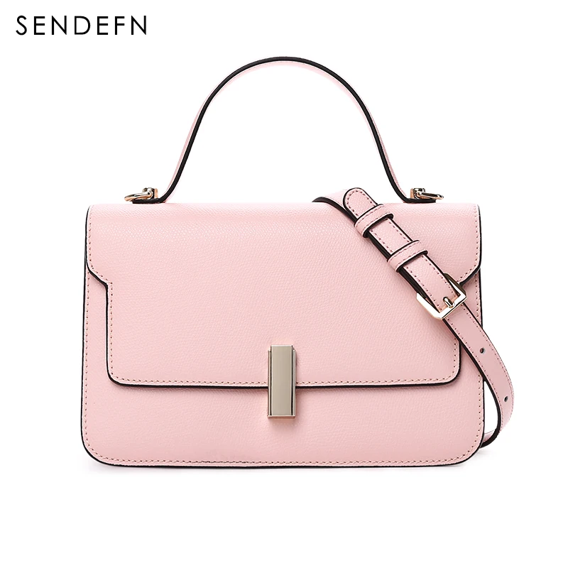 

2017 New Sendefn Handbag Women Leather Handbags Fashion Mini Tote Bag With Zipper Small Women Messenger Bags Chain Black Bag
