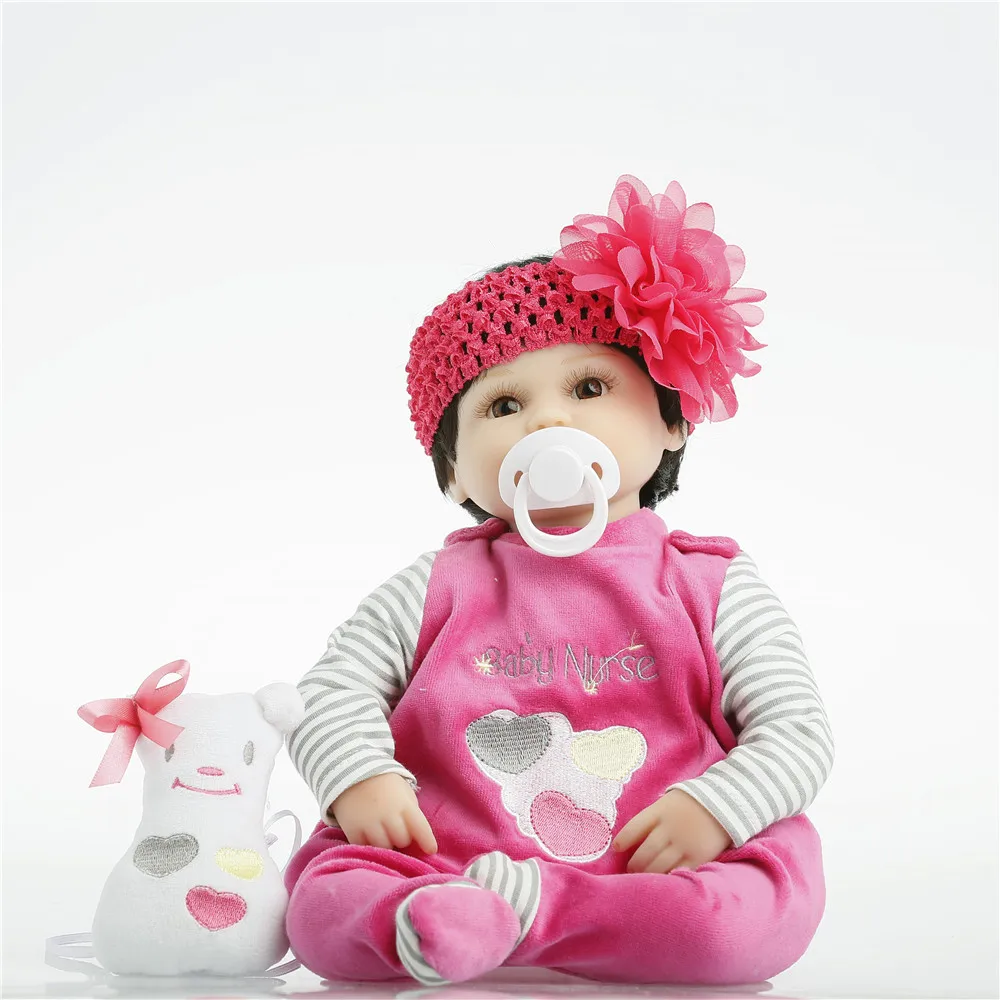 

18 inch 42 cm reborn Silicone dolls, lifelike doll reborn Red rose big flowers beautiful girl