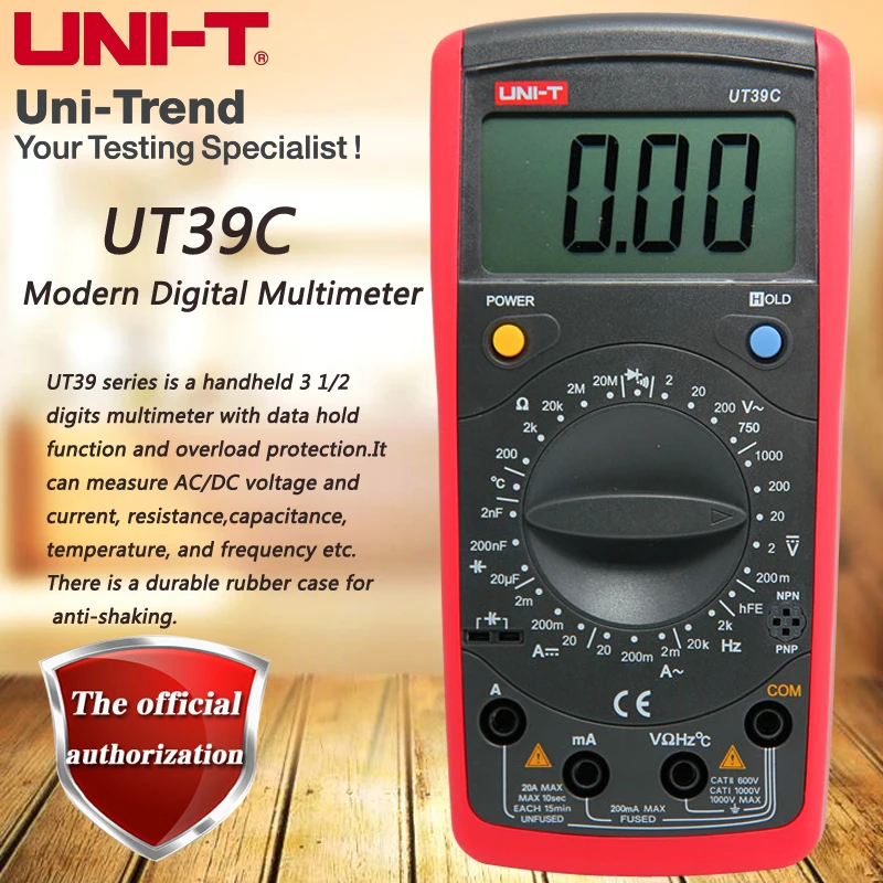 

UNI-T UT39C Manual Range Switch Digital Multimeters Resistance / Capacitance / Frequency / Temperature Test Diode / Triode Test