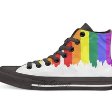 ЛГБТ, гей-Прайд Радуга капельного краски Повседневная Высокая холщовая обувь кроссовки для дропшиппинг