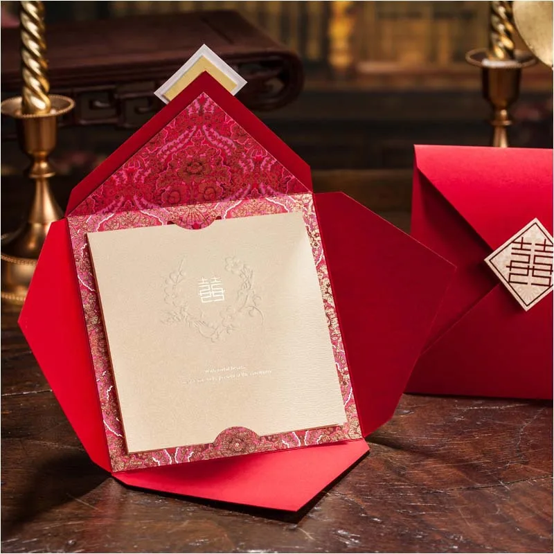 red chinese style wedding invitations 2015 free printing invitation
