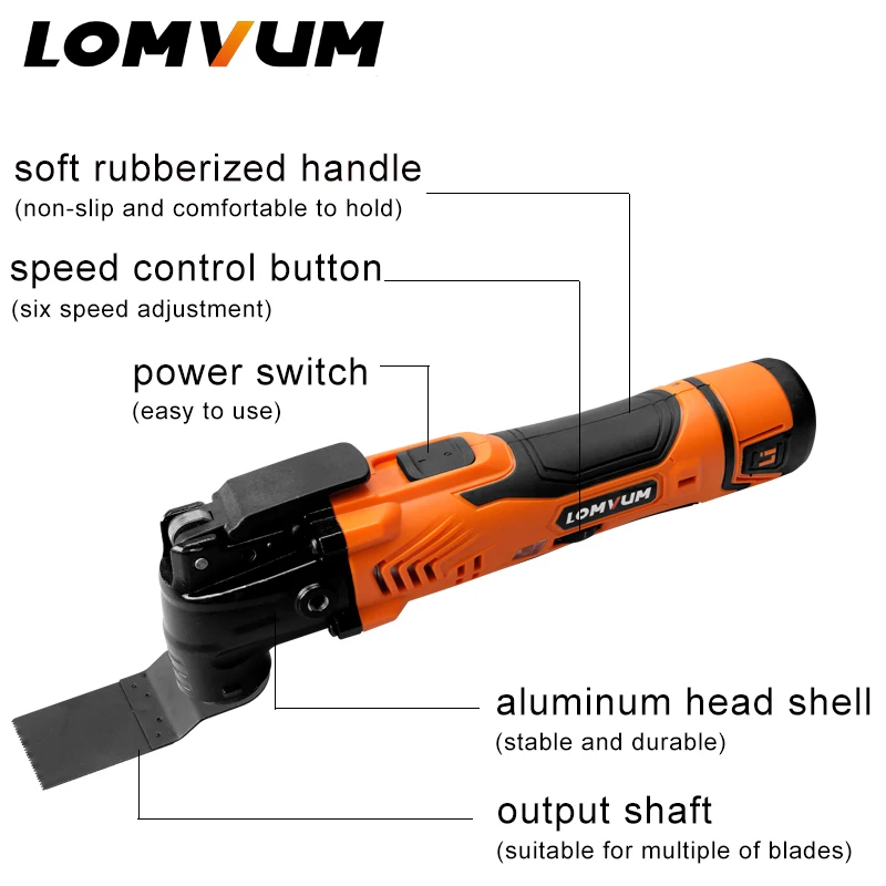 LOMVUM Electric Trimmer 300W 12V Cordless Multifunctional Cutter Trimmer Oscillating Tools Renovator Portable Woodworking Home