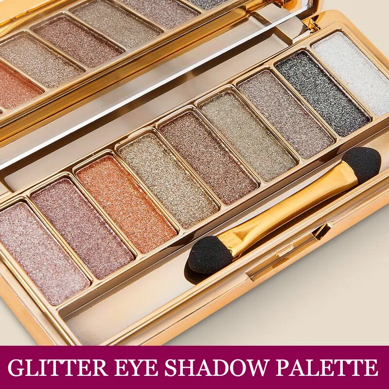 

Makeup Eyeshadow Palette Sequins Pink Glitter Shiny 9 Colors Matte Pearlescent Eyes Powder Pigment Cosmetics